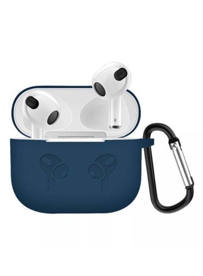 ACLIX Shockproof Silicone Case Cover With Keychain For Apple Airpods 3 (3rd Generation) Midnight Blue