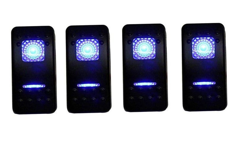 Amarine Made 4pcs Waterproof 12V 20A Rocker Switch with Blue LED Lights - Image 1