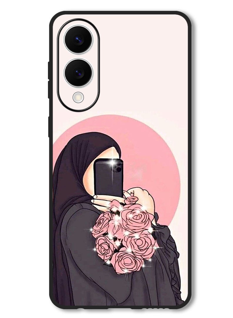 Theodor Case Compatible with Samsung Galaxy S25 Edge 6.7 Inch Protection Shockproof Bumper Cover Making Selfies While Holding Flowers - Image 1