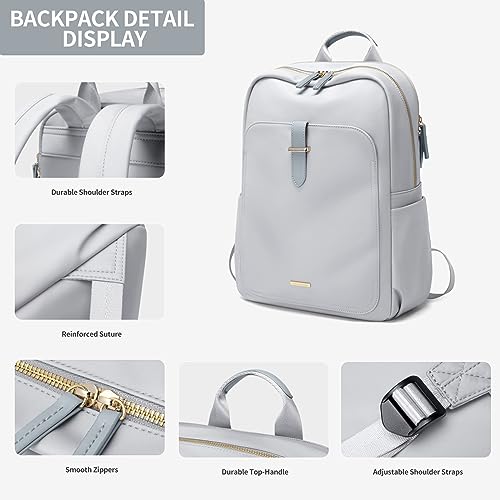 GOLF SUPAGS Laptop Backpack Purse for Women Fits 16 Inch Notebook Casual Daypack Work Travel College Bookbag Fashion Computer Bag (Pale Grey, 16 Inch) - Image 3