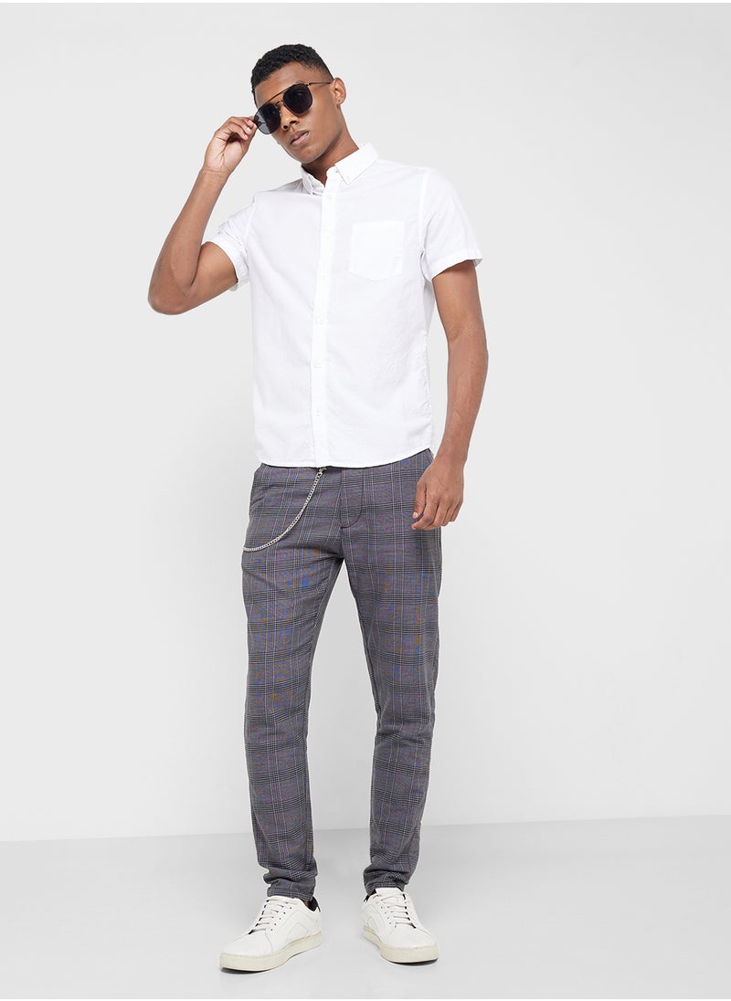 BRAVE SOUL Checked Pants with Metal Chain  - Image 2