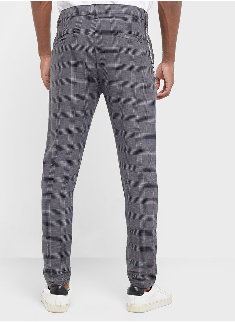 BRAVE SOUL Checked Pants with Metal Chain  - Image 3