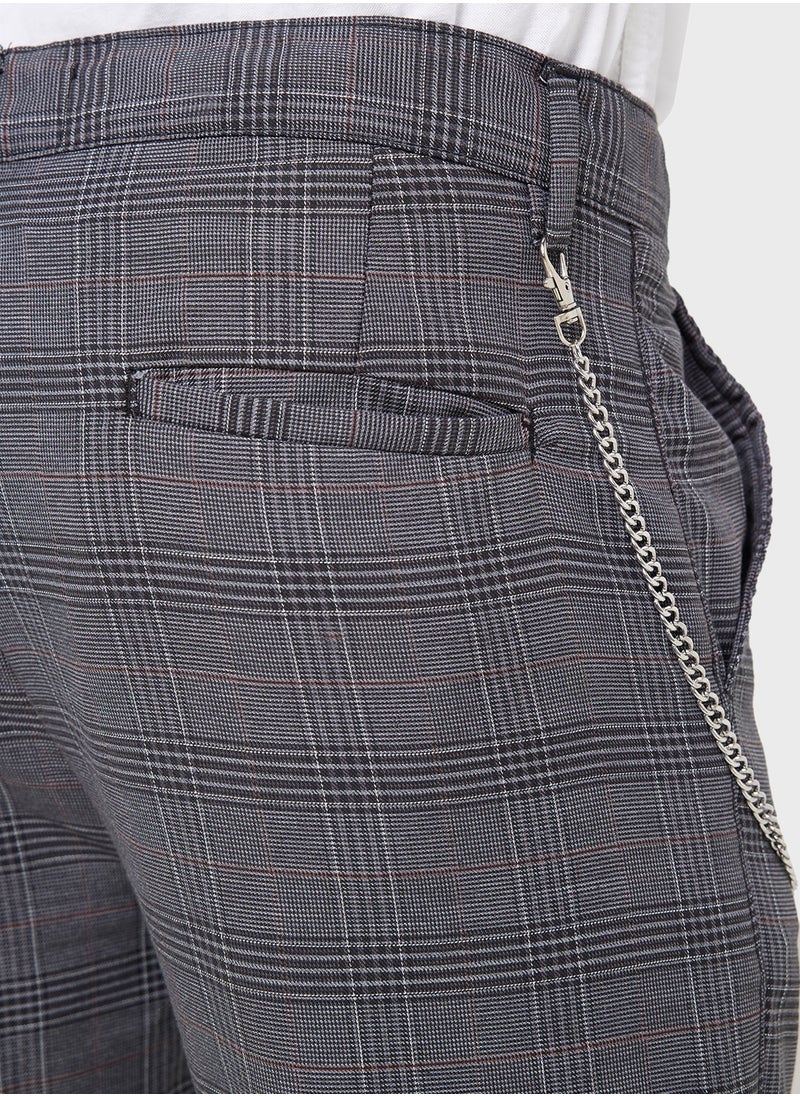 BRAVE SOUL Checked Pants with Metal Chain  - Image 5