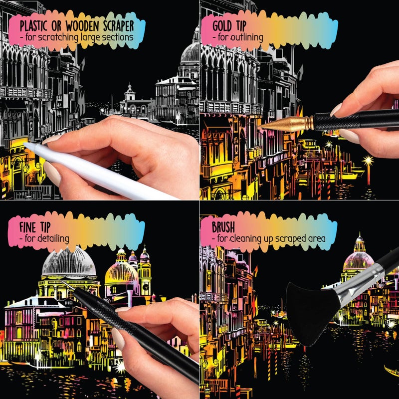 Tip perk Scratch Art Book for Adults - Colorful City Series Scratch Art | Scratch Painting Foil Art for Adults | Scratch and Sketch City Series Books | Foil Engraving Scratch Art Adult (City Series) - Image 5