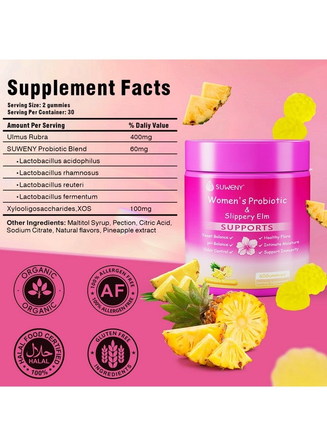 Her Juicy Feminine Probiotics Gummies,Women's Health - Supports ph Balance,with Slippery Elm, Prebiotics & Lactobacillus Blend, Immune System, Pineapple Flavor-60 Gummies - Image 2