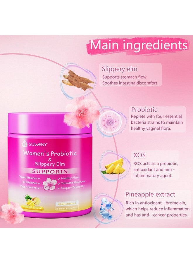Her Juicy Feminine Probiotics Gummies,Women's Health - Supports ph Balance,with Slippery Elm, Prebiotics & Lactobacillus Blend, Immune System, Pineapple Flavor-60 Gummies - Image 4