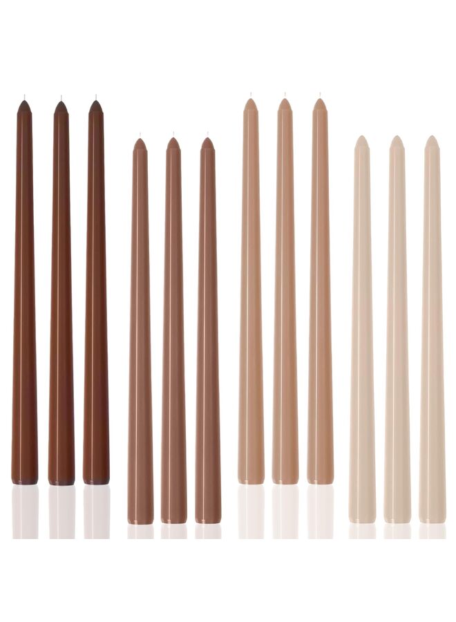 LAMAY 12PCS Taper Candle, 10 Inch, Smokeless, Suitable for Home, Weddings, Birthday Parties and Home Decor(Brown) - Image 1