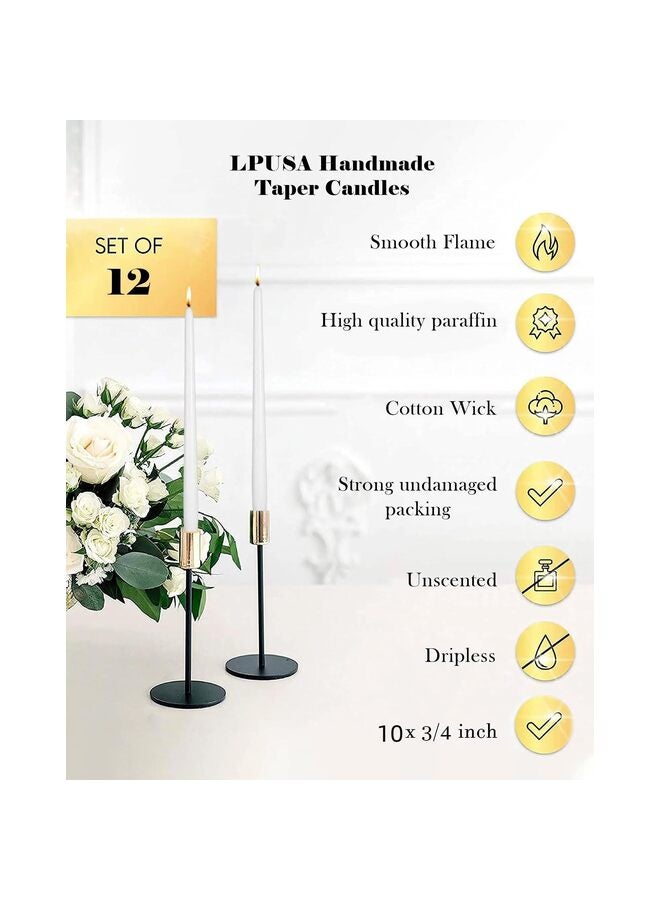 LAMAY 12PCS Taper Candle, 10 Inch, Smokeless, Suitable for Home, Weddings, Birthday Parties and Home Decor(Brown) - Image 2