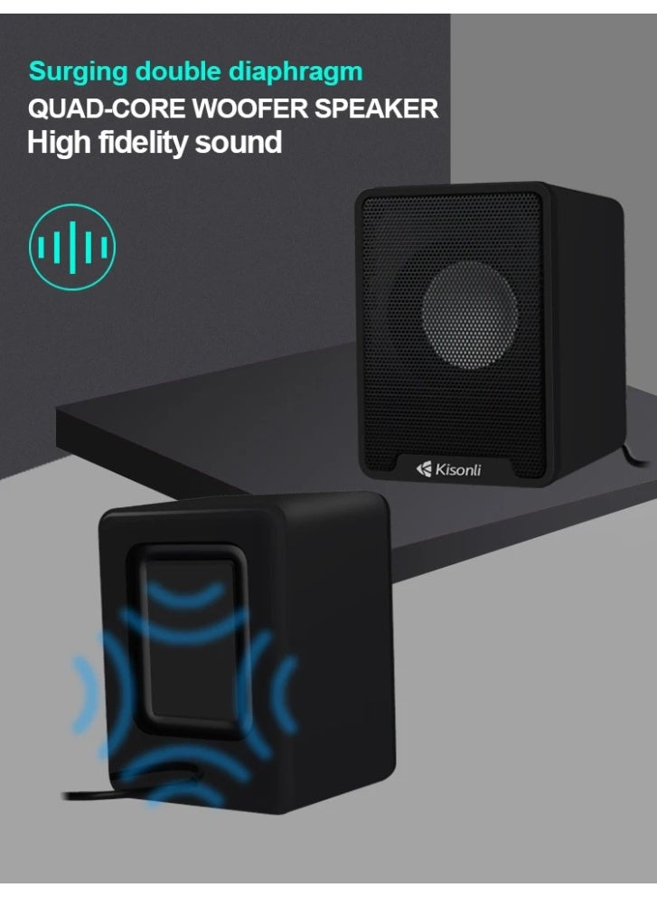 Kisonli K100 USB Stereo Speaker – Mini Size, Clear Performance - Image 3