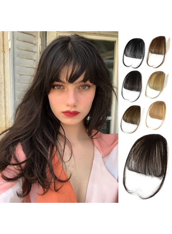 NAYOO Clip In Bangs Dark Brown Fake Bangs 100% Real Human Hair Extensions Wispy Clip On Air Bangs For Women Fringe With Temples Hairpieces Curved Bangs For Daily Wear - Image 1