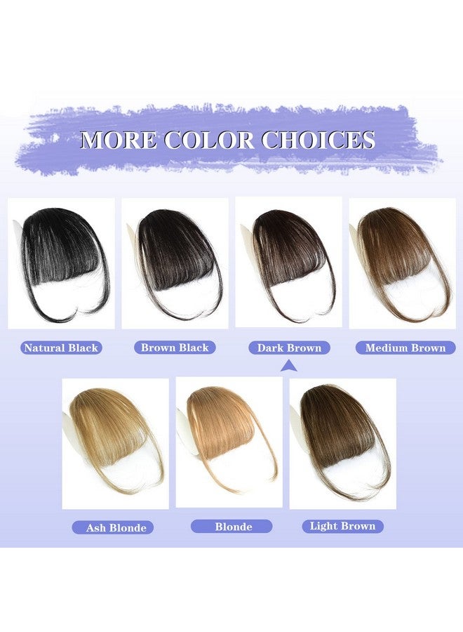 NAYOO Clip In Bangs Dark Brown Fake Bangs 100% Real Human Hair Extensions Wispy Clip On Air Bangs For Women Fringe With Temples Hairpieces Curved Bangs For Daily Wear - Image 3