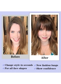 NAYOO Clip In Bangs Dark Brown Fake Bangs 100% Real Human Hair Extensions Wispy Clip On Air Bangs For Women Fringe With Temples Hairpieces Curved Bangs For Daily Wear  - Image 4
