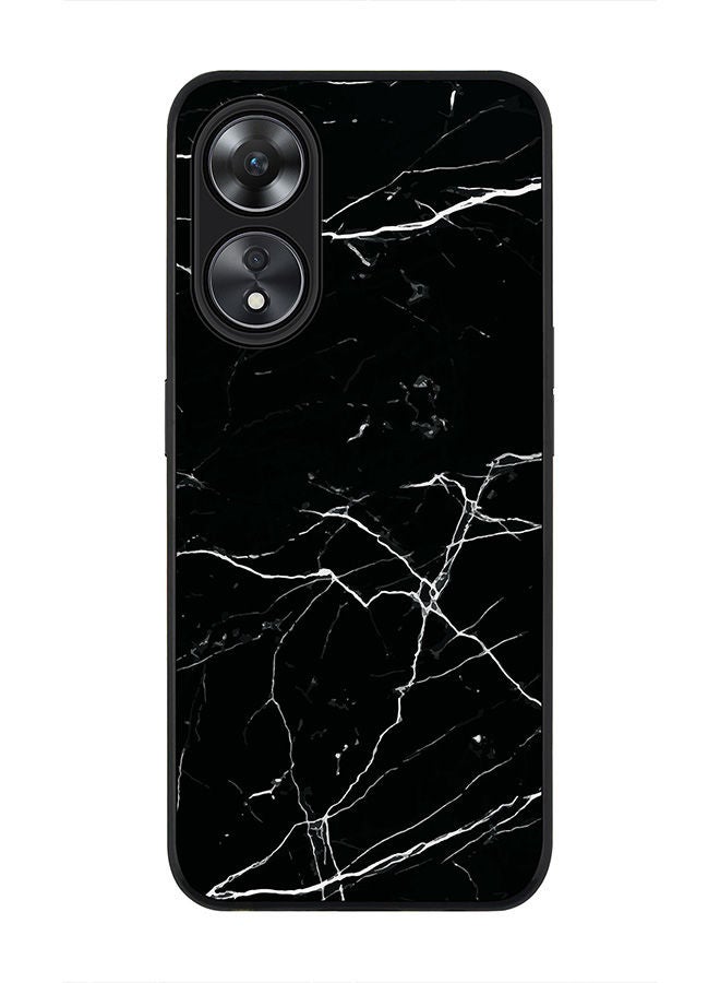 Stylizedd Rugged Black edge case for Oppo A78 5G / Oppo A58 5G Slim fit Soft Case Flexible Rubber Edges Anti Drop TPU Gel Thin Cover -  Marble Print Black - Image 1