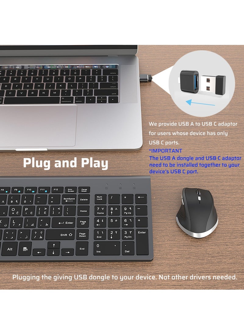 CREATMOR Wireless Keyboard and Mouse Combo Slim Wireless Keyboard with Numpad and Ergonomic 1600 DPI Mouse for Mac Windows - Image 2