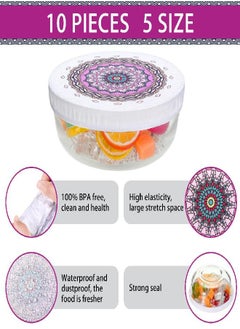 Patelai 10 Pieces Bowl Covers Reusable in 5 Size Stretch Cloth Fabric Bowl Covers Elastic Food Storage Covers Cotton Bread Bowl Covers Reusable Lids for Food, Fruits, Leftover (Retro Style)  - Image 3