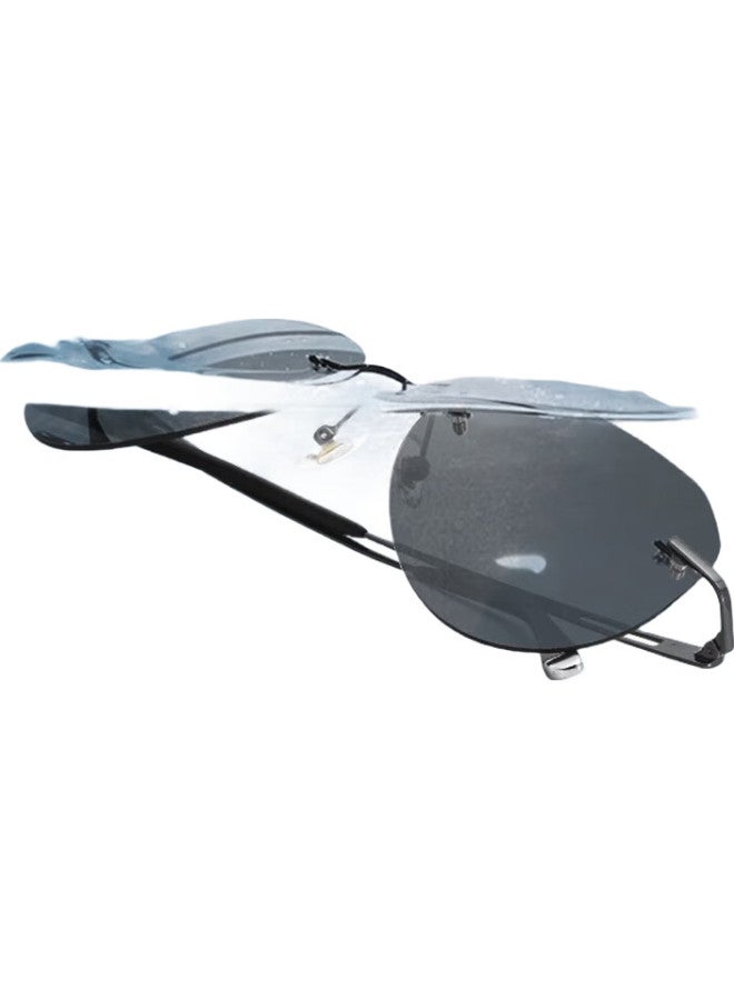CAPONI Pure Titanium Frameless Sunglasses, Photochromic Polarized Sunglasses For Men, Day And Night Use, Driving Glasses For Drivers, Night Vision - Image 2
