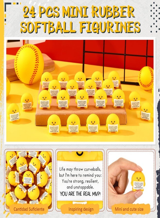 Skylety 24 Pcs Graduation Softball Party Favors Softball Team Gifts Bulk Positive Soft Ball Desktop & Tabletop Decorative Emotional Positive Gift for Team Men Women Birthday Party Favors - Image 3