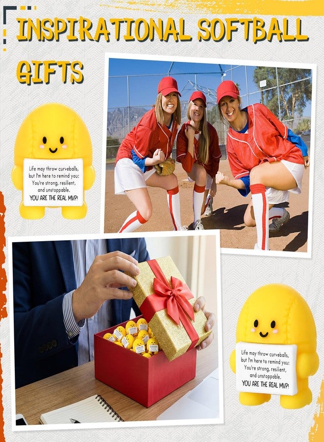 Skylety 24 Pcs Graduation Softball Party Favors Softball Team Gifts Bulk Positive Soft Ball Desktop & Tabletop Decorative Emotional Positive Gift for Team Men Women Birthday Party Favors - Image 5