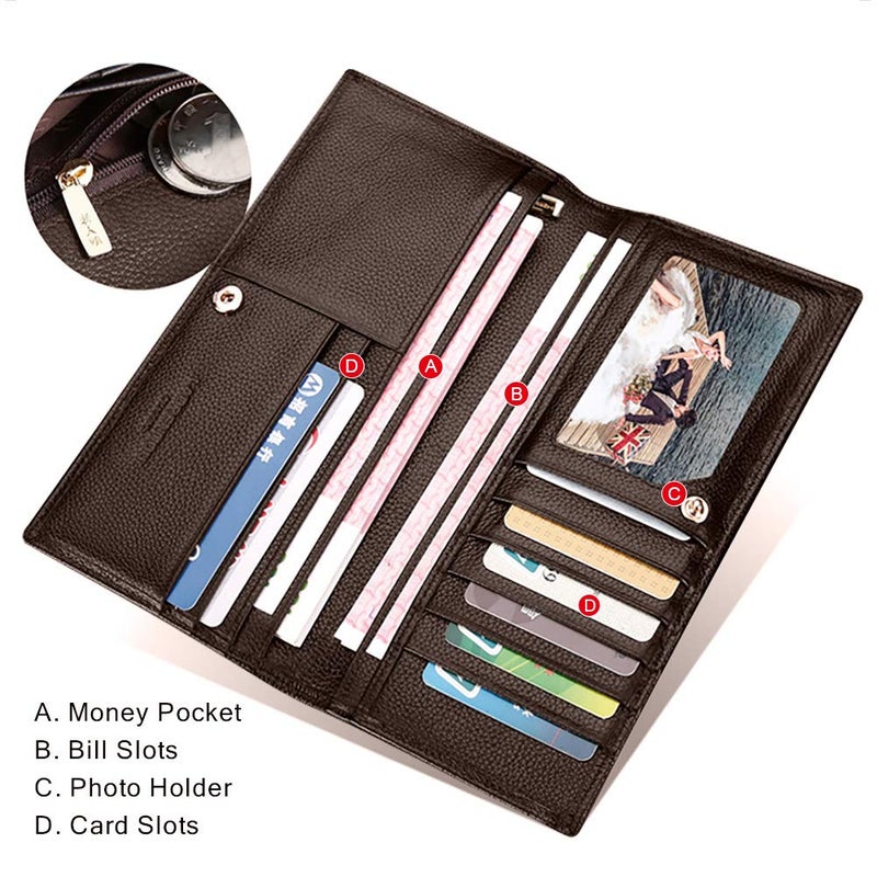 LAORENTOU Genuine Leather Wallet for Men Bifold Wallets with Zipper Coin Pocket Casual Men Purse Slim Wallet Purse for Men - Image 3