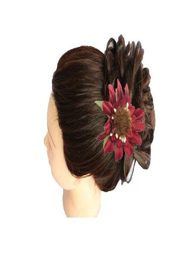 VinshBond Set of 4 Red Flower Juda Pin | Hair U Pin for Bun Flower Hair Accessories - Image 2