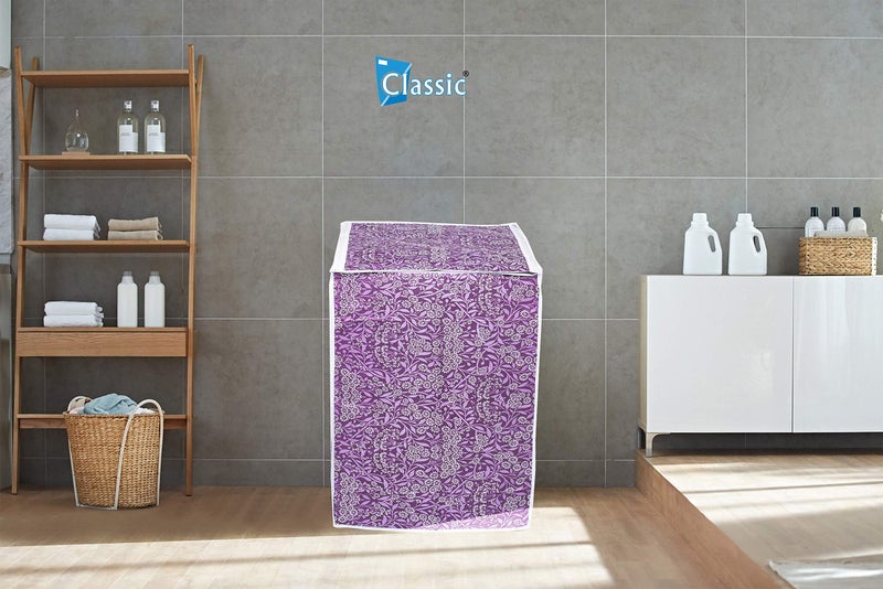 Classic® Top Load Washing Machine Cover Suitable for LG 6 Kg, 6.5 Kg, 7 Kg, 7.5 Kg (56cmsX56cmsX85cms, Purple Flower) - Image 3
