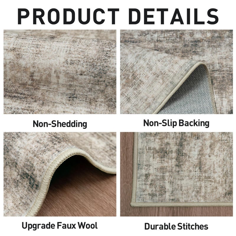 Gent drizz 8x10 Area Rugs Washable Rug: Modern Abstract Living Room Rug Soft Anti-Skid Thin Carpet Indoor Floor Non-Shedding Carpets for Bedroom Dining Room Farmhouse Nursery Home Office Brown Black - Image 5