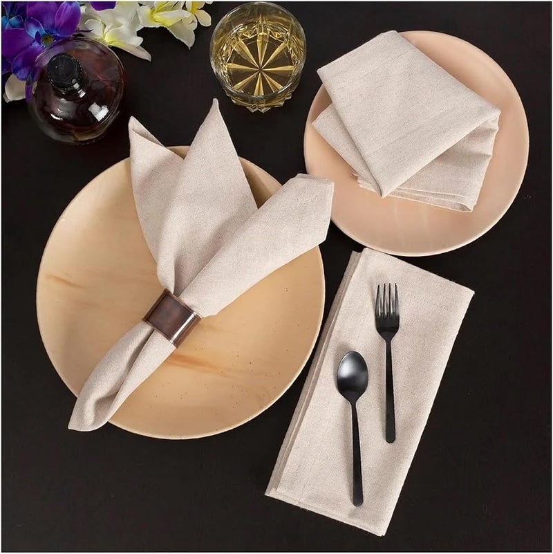 مناديل الكتان 12 قطعة متينة من البوليستر سميكة قابلة لإعادة الاستخدام زفاف عيد الميلاد ديكورات الطاولة - Image 2