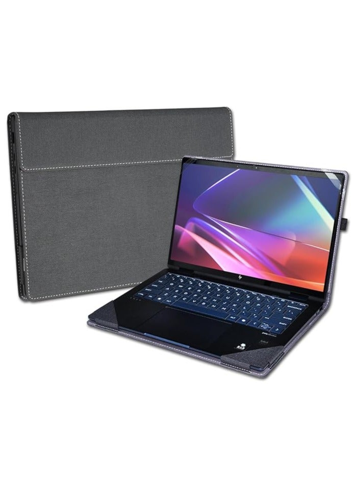 Cover Case Compatible with HP Envy x360 2-in-1 Laptop 14-FA 14z-FA u0026 14-fc 14t-fc 2024 14 inch, PU Leather Protective Sleeve with Foldable Cooling Bracket - Image 1