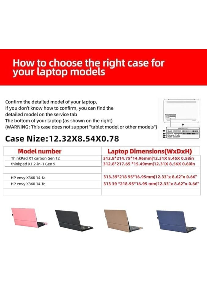 Cover Case Compatible with HP Envy x360 2-in-1 Laptop 14-FA 14z-FA u0026 14-fc 14t-fc 2024 14 inch, PU Leather Protective Sleeve with Foldable Cooling Bracket - Image 2