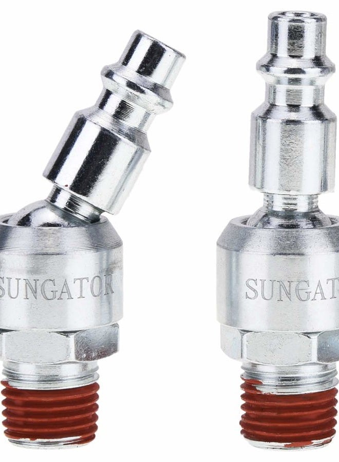 SUNGATOR 1/4" Swivel Air Plug, 2-Pack Industrial Swivel Coupler and Plug, 1/4-Inch NPT Male Thread, Air Hose Fittings - Image 1