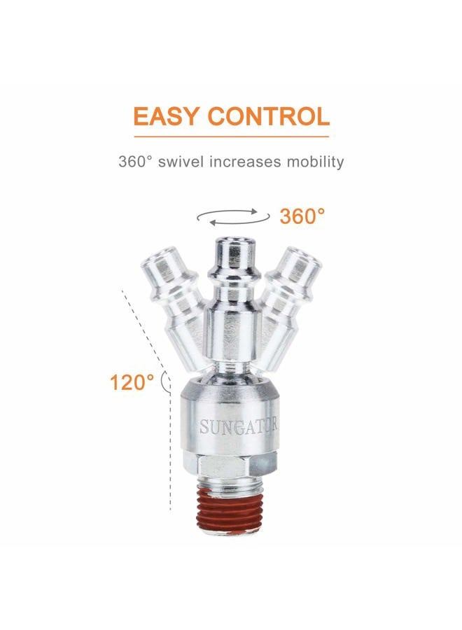 SUNGATOR 1/4" Swivel Air Plug, 2-Pack Industrial Swivel Coupler and Plug, 1/4-Inch NPT Male Thread, Air Hose Fittings - Image 2