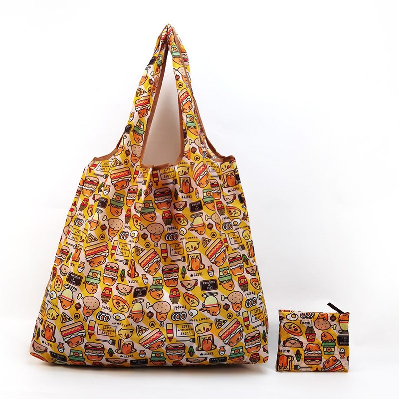 Cartoon Eco-Friendly Foldable Shopping Bag Chicken Leg Hamburger 