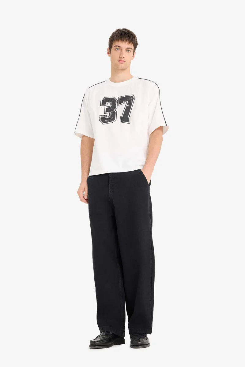 Defacto Loose Fit Crew Neck Printed Cotton T-Shirt