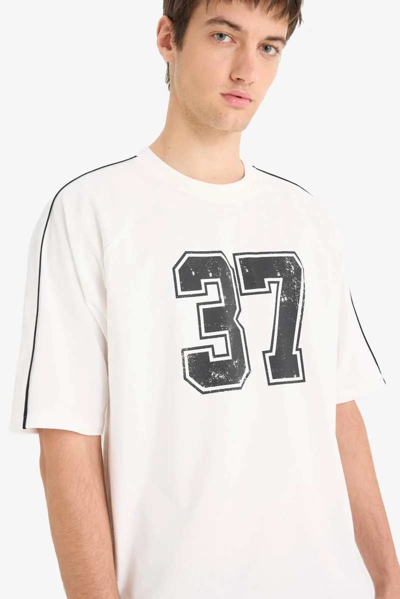 Defacto Loose Fit Crew Neck Printed Cotton T-Shirt