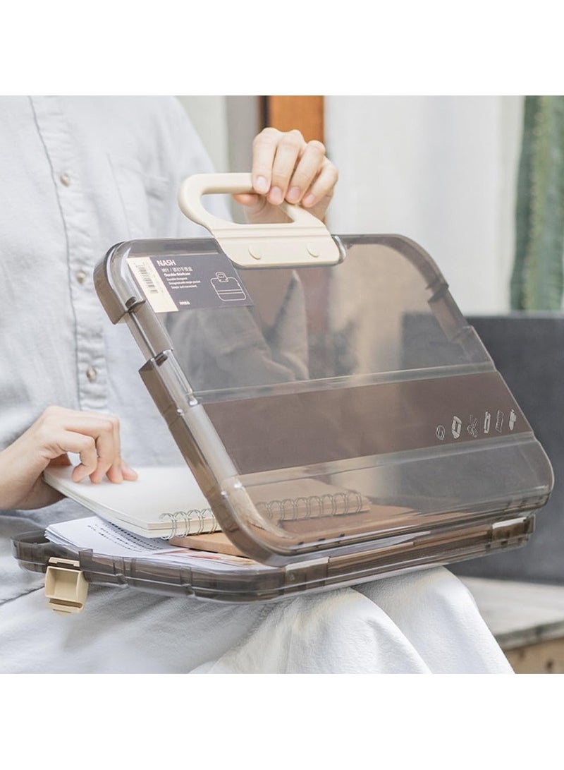 general Portable File Box Clear Waterproof Document Storage Box with Snaps PP Files Organizer Cases for A4 Paper Magazines Notebooks School or Office Supplies - Image 4