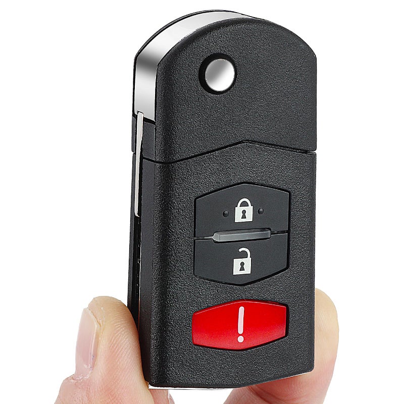 2PCS Keyecu Flip Remote Key Fob Shell Replacement for Mazda 2 3 5 CX7 CX9 2006-2015 Car Key Case Cover 3 Button (Empty Shells)
