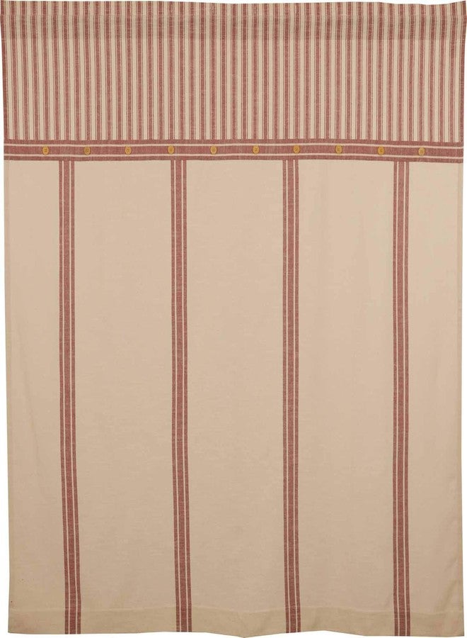 Piper Classics Market Place Red Grain Sack Stripe Shower Curtain, 72" x 72", w/Ticking Stripe Accent and Button Details, Farmhouse Style Bathroom - Image 4