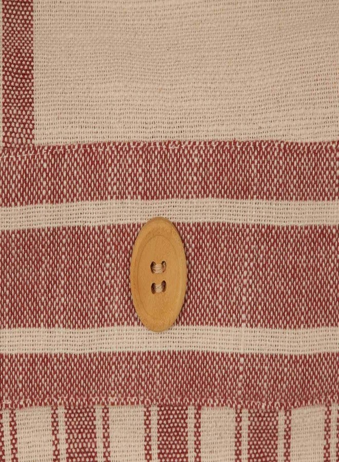 Piper Classics Market Place Red Grain Sack Stripe Shower Curtain, 72" x 72", w/Ticking Stripe Accent and Button Details, Farmhouse Style Bathroom - Image 5