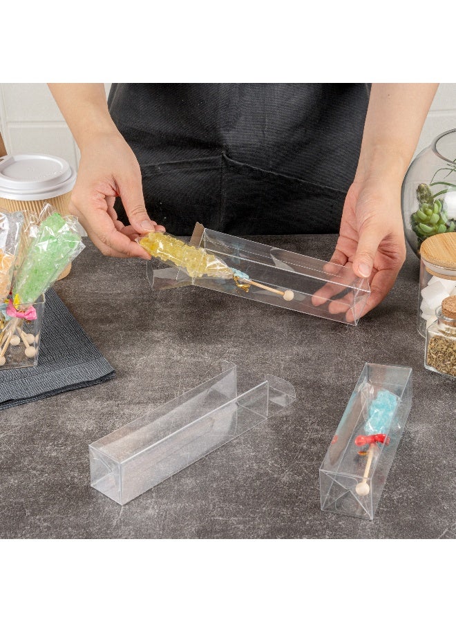 Restaurantware صناديق هدايا سويت فيجن 1.5 × 1.5 × 6.3 بوصة، 100 صندوق حلوى متين - قابلة للاستخدام مرة واحدة، عبوات حلوى PET شفافة، مع فيلم واقي، قاعدة قابلة للفتح والإغلاق - Image 5