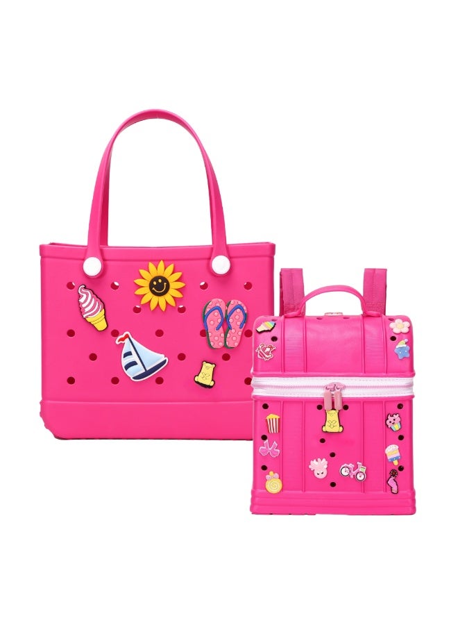 VELMORE Kids & Mom Matching Beach Bag – With Fun Charms | Lightweight & Stylish for Beach, Pool & Travel - Image 1
