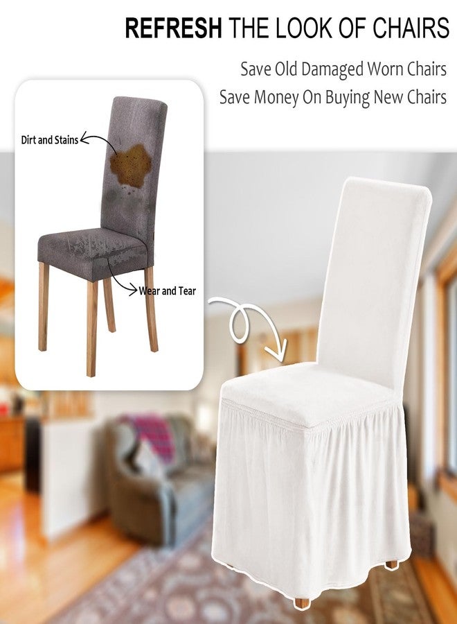 NICEEC Spandex Chair Covers for Dining Chairs Covers Set of 6 Removable Dining Room Chair Covers with Skirt Parson Chair Slipcovers Washable Chair Protector for Kitchen Wedding Party Banquet(White) - Image 3