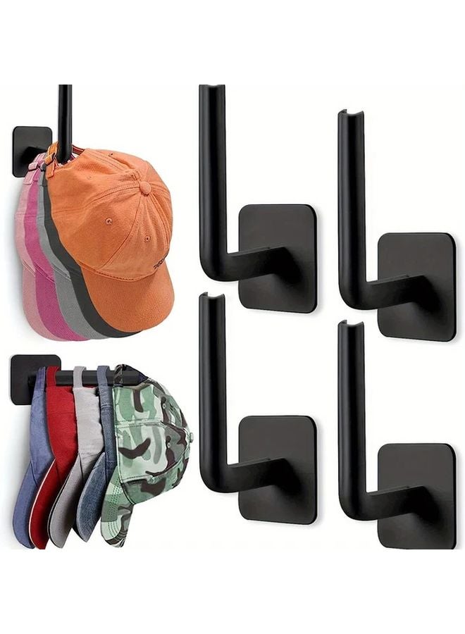 4pcs Self Adhesive Hooks For Hats Keys Towels No Drilling Space Saving Storage - Image 1