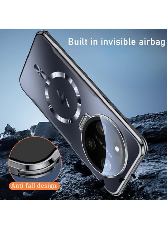 Magnetic Case Compatible with Honor X60 Pro, Built In Invisible Alloy Lens Holder and Lens Film, Seismic and Anti Fall Cover Case with Wireless Charging - Image 4