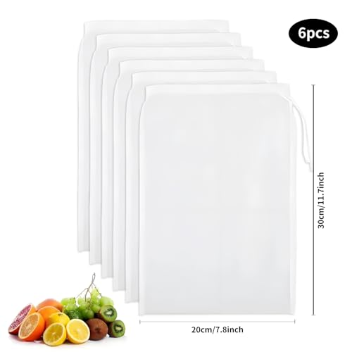 Guokoo 6PCS Cheese Cloth Bag for Straining, 200-Mesh 12 x 8 Inches Nylon Nut Milk Bag, Reusable Food Grade Juicing Bags for Straining Fruit Juice, Yogurt, Nut Milk, Coffee & Cheese - Kitchen Goodies - Image 2