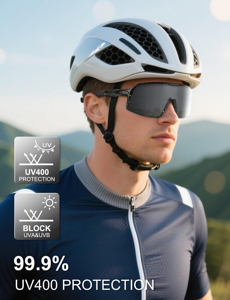 BangLong Polarized Cycling Glasses Sports Sunglasses, UV400 Protection, Men Women Running Fishing Driving Baseball Glasses (Black) - Image 2