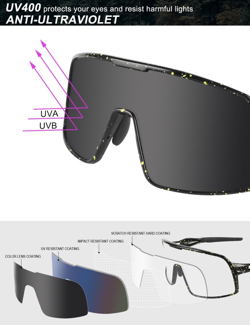 BangLong Polarized Cycling Glasses Sports Sunglasses, UV400 Protection, Men Women Running Fishing Driving Baseball Glasses (Black) - Image 5