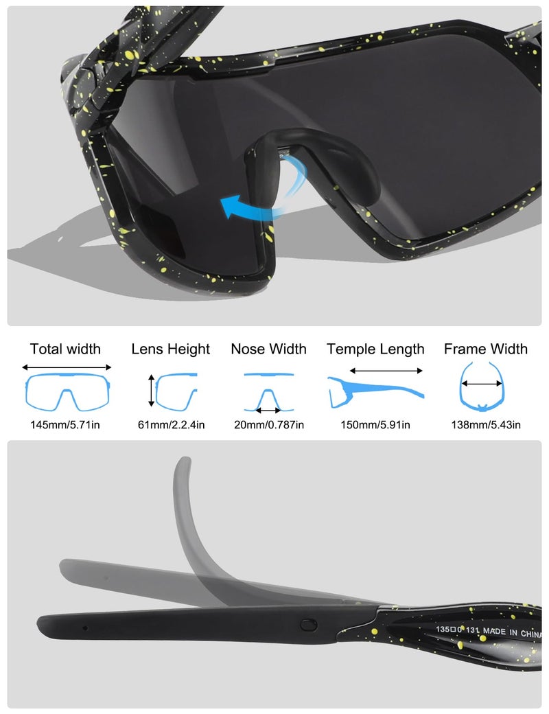 BangLong Polarized Cycling Glasses Sports Sunglasses, UV400 Protection, Men Women Running Fishing Driving Baseball Glasses (Black) - Image 3