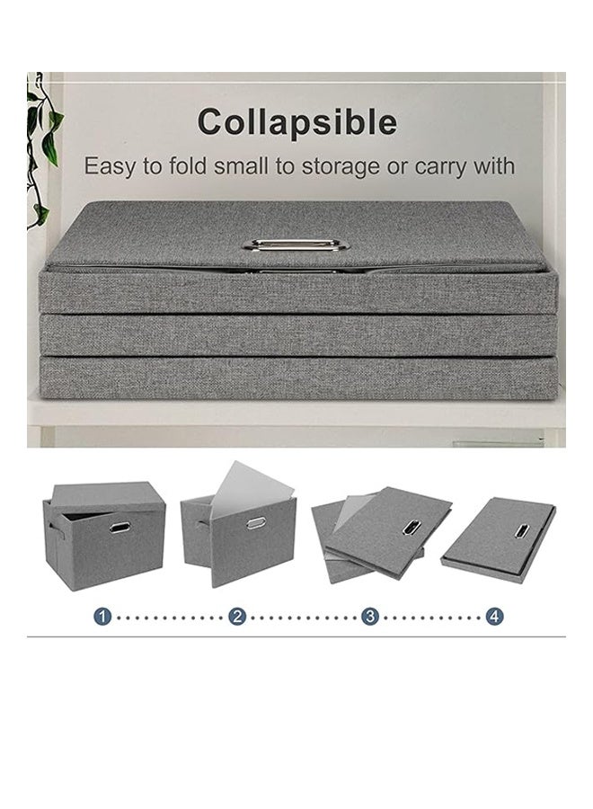 Large Quart Collapsible Stackable Storage Bins with Lids Gray Foldable Fabric Closet Storage Boxes with Lids Heavy-duty Linen Cube Baskets - Image 5