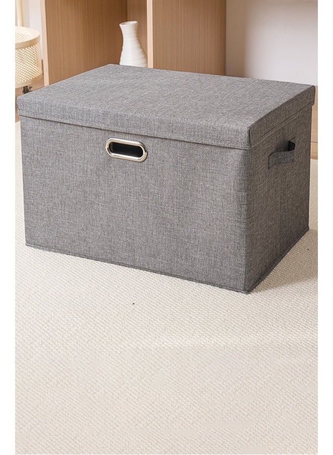 Large Quart Collapsible Stackable Storage Bins with Lids Gray Foldable Fabric Closet Storage Boxes with Lids Heavy-duty Linen Cube Baskets - Image 2