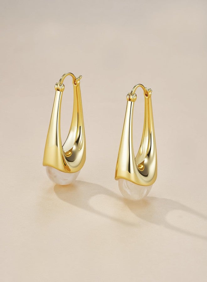 SNGIA Long Oval Chunky Dangle 18K gold plated Hoops with Colored Resin Gemstone Statement Earrings for Women by SNGIA, (Green, Brown, Blue, Pink, White, Cream), Bold Drop Handmade Exaggerated - Image 5